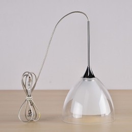 Lampada a sospensione LED a 1 luce, a 2 livelli, in vetro trasparente, cromo lucido