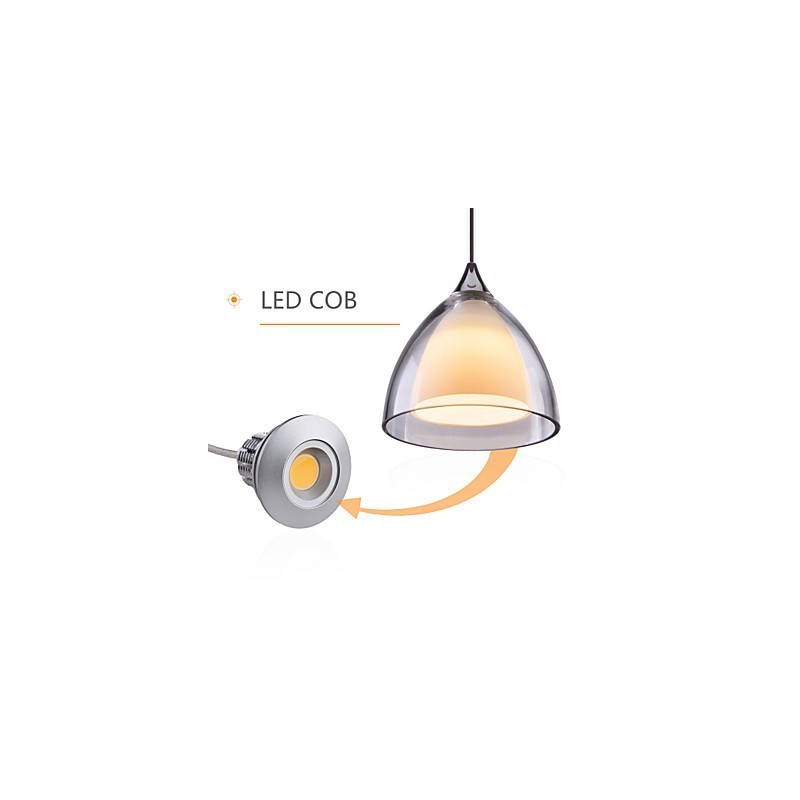 Lampada a sospensione LED a 1 luce, a 2 livelli, in vetro trasparente, cromo lucido