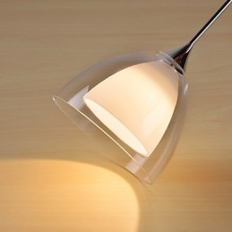 Lampada a sospensione LED a 1 luce, a 2 livelli, in vetro trasparente, cromo lucido