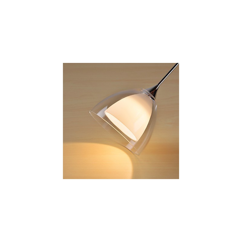 Lampada a sospensione LED a 1 luce, a 2 livelli, in vetro trasparente, cromo lucido