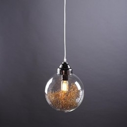 Lampada a sospensione lanterna country vintage nichel vetro 35 cm
