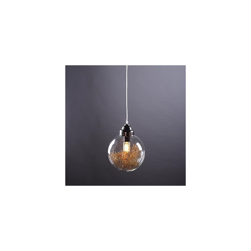Lampada a sospensione lanterna country vintage nichel vetro 35 cm