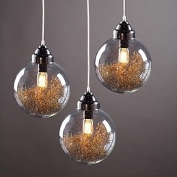 Lampada a sospensione lanterna country vintage nichel vetro 35 cm