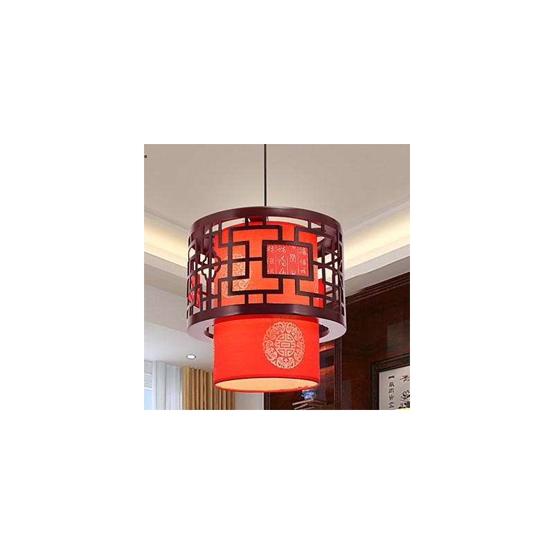 Lampadario a sospensione singolo a goccia in legno/bambù per sala da tè