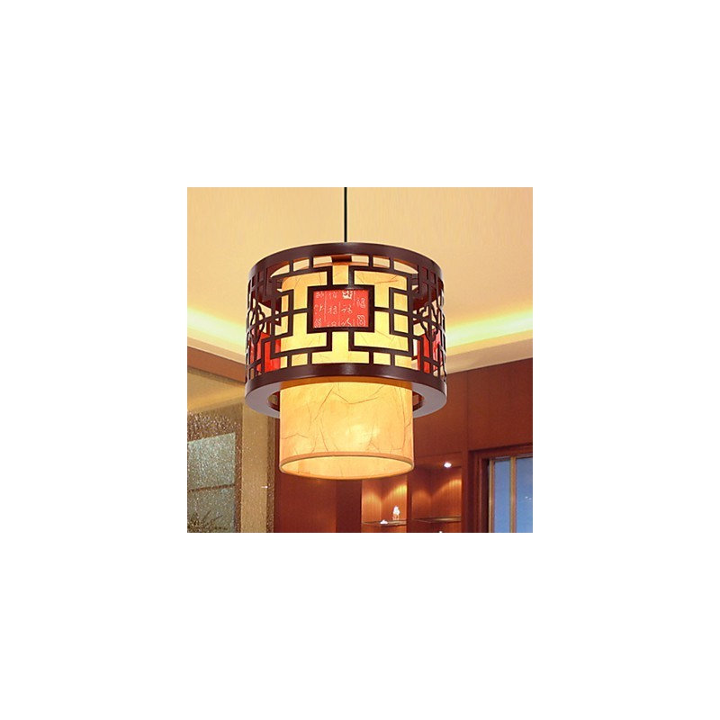Lampadario a sospensione singolo a goccia in legno/bambù per sala da tè