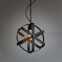 Lampada a sospensione vintage industriale rotonda nera in metallo 30 cm