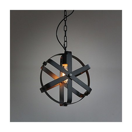 Lampada a sospensione vintage industriale rotonda nera in metallo 30 cm