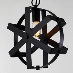 Lampada a sospensione vintage industriale rotonda nera in metallo 30 cm