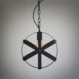 Lampada a sospensione vintage industriale rotonda nera in metallo 30 cm