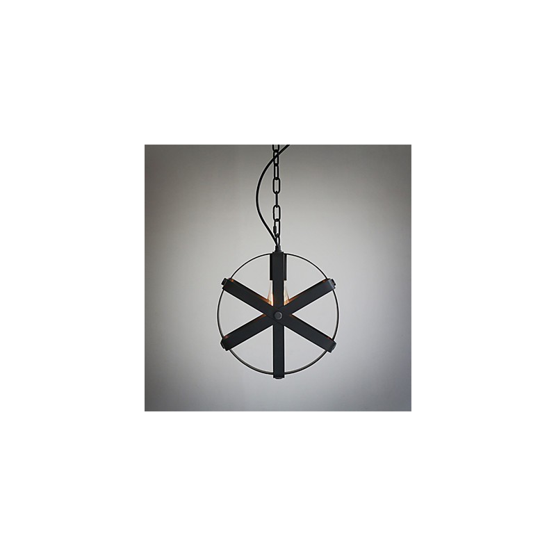 Lampada a sospensione vintage industriale rotonda nera in metallo 30 cm