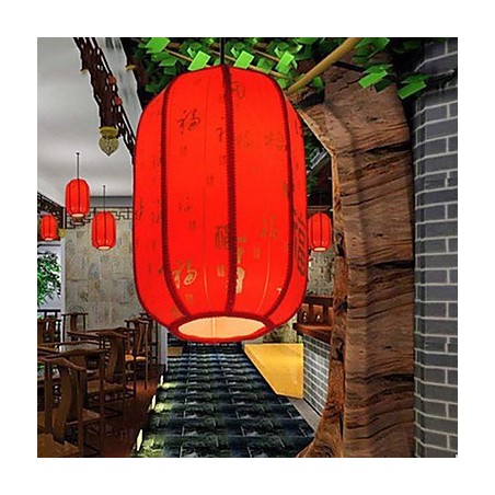 Lampada a sospensione lanterna rossa in pelle di pecora, 3 luci E26/E27, 30 cm