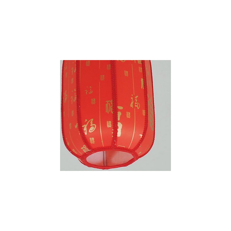 Lampada a sospensione lanterna rossa in pelle di pecora, 3 luci E26/E27, 30 cm