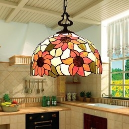 Lampadario a sospensione in vetro colorato stile lanterna retrò