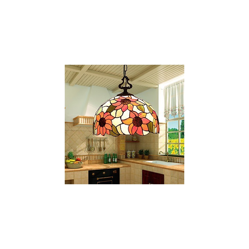 Lampadario a sospensione in vetro colorato stile lanterna retrò