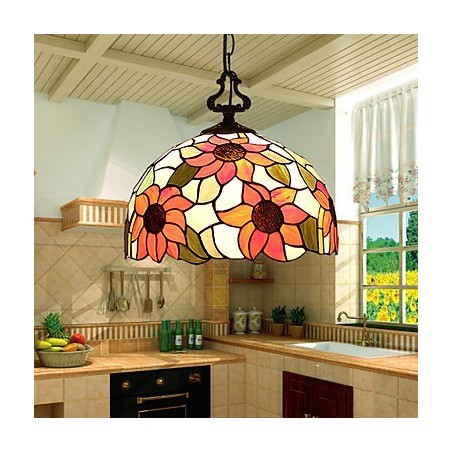 Lampadario a sospensione in vetro colorato stile lanterna retrò