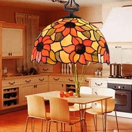 Lampadario a sospensione in vetro colorato stile lanterna retrò