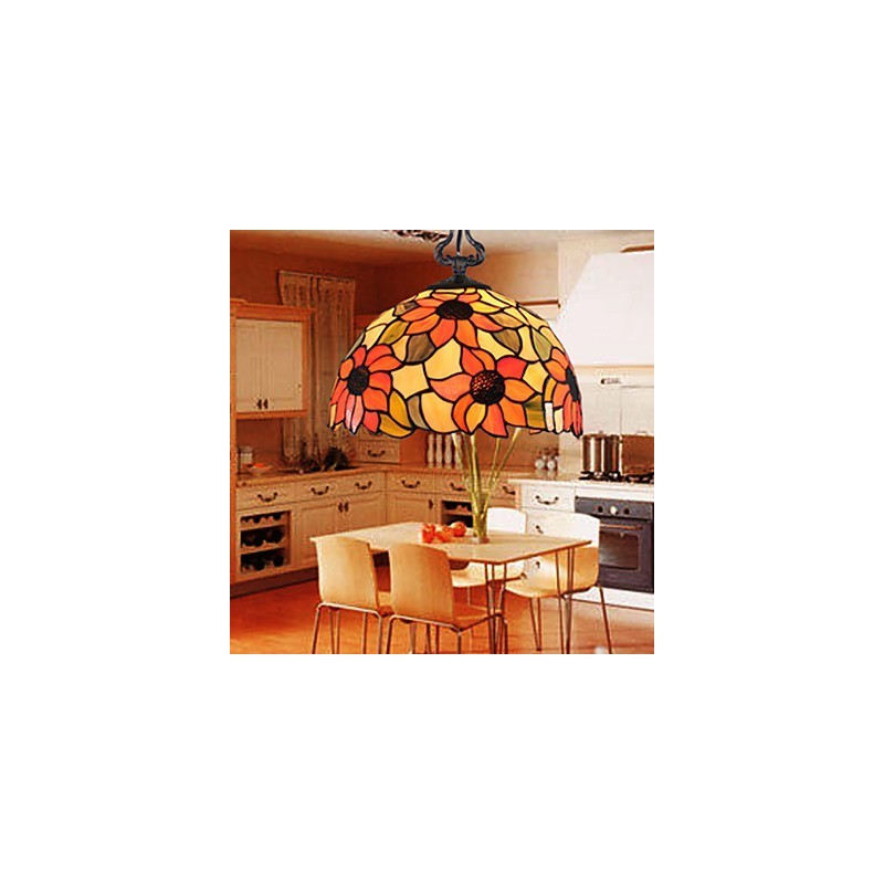 Lampadario a sospensione in vetro colorato stile lanterna retrò