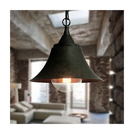 Lampada a sospensione in metallo nero opaco a campana vintage media