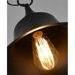 Lampada a sospensione in metallo nero opaco a campana vintage media