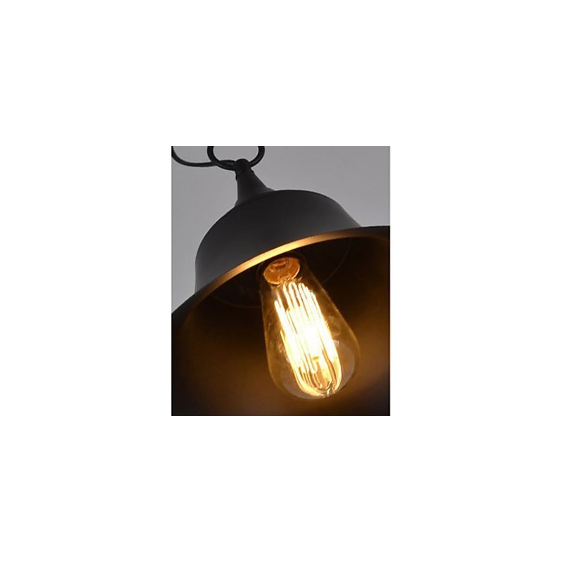 Lampada a sospensione in metallo nero opaco a campana vintage media