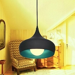 Lampada a sospensione mini a ciotola retrò moderna/contemporanea nera in metallo E26/E27