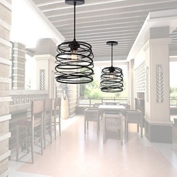 Lampada a sospensione mini in metallo nero stile country retrò rustic lodge