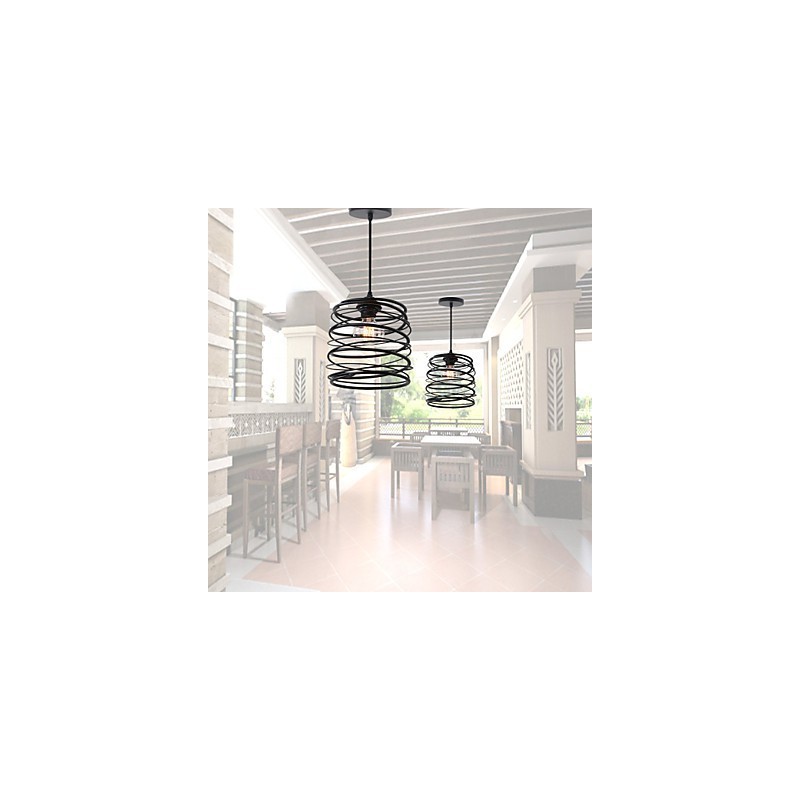 Lampada a sospensione mini in metallo nero stile country retrò rustic lodge