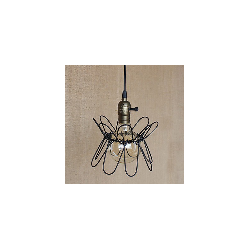 Lampadario a sospensione industriale retrò Americange, mini, nero trasparente