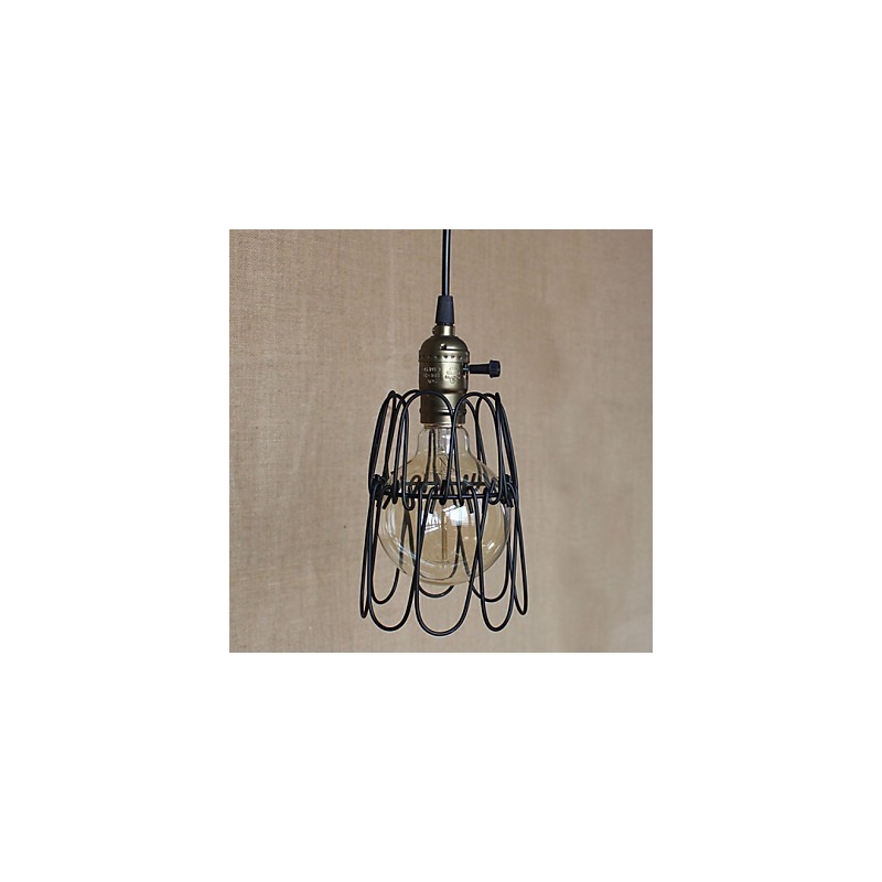 Lampadario a sospensione industriale retrò Americange, mini, nero trasparente
