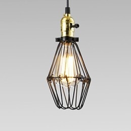 Lampada a sospensione classica vintage retrò country in metallo nero, 3 luci E26/E27