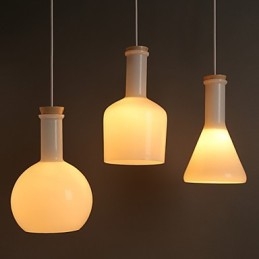 Lampada a sospensione Droplight in vetro bianco, stile contemporaneo