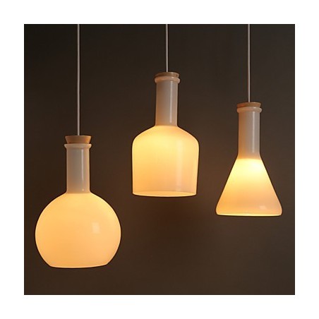 Lampada a sospensione Droplight in vetro bianco, stile contemporaneo