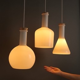 Lampada a sospensione Droplight in vetro bianco, stile contemporaneo