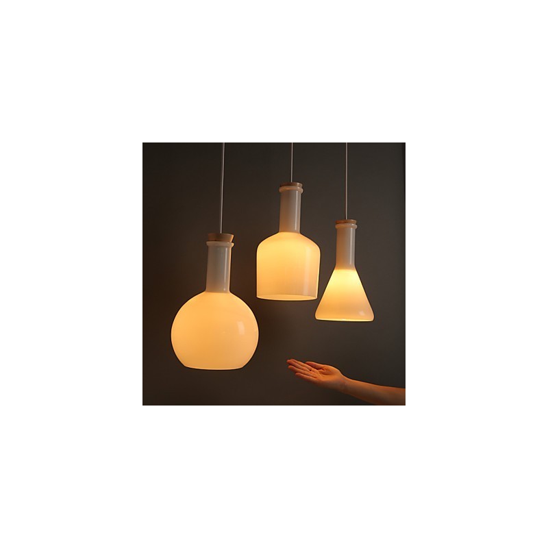 Lampada a sospensione Droplight in vetro bianco, stile contemporaneo