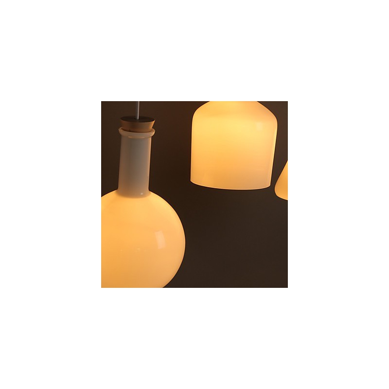 Lampada a sospensione Droplight in vetro bianco, stile contemporaneo