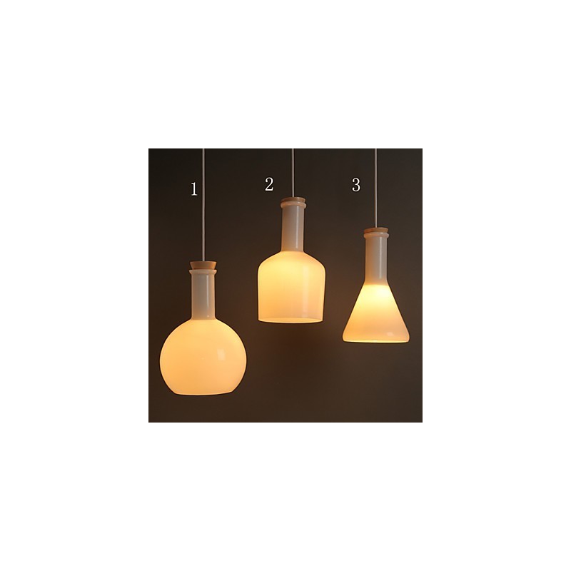 Lampada a sospensione Droplight in vetro bianco, stile contemporaneo