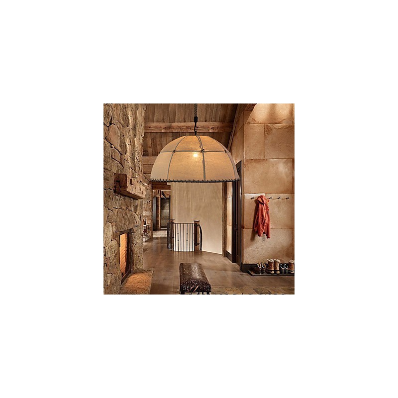 Lampada a sospensione industriale loft 35 cm in tessuto e metallo, 3 luci E26/E27