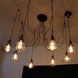 Lampadario a sospensione country retrò a 8 luci