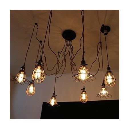 Lampadario a sospensione country retrò a 8 luci