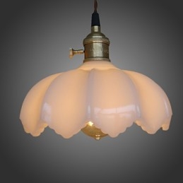 Lampada a sospensione retrò in vetro bianco, E26/E27, catena regolabile 100 cm