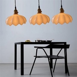 Lampada a sospensione retrò in vetro bianco, E26/E27, catena regolabile 100 cm