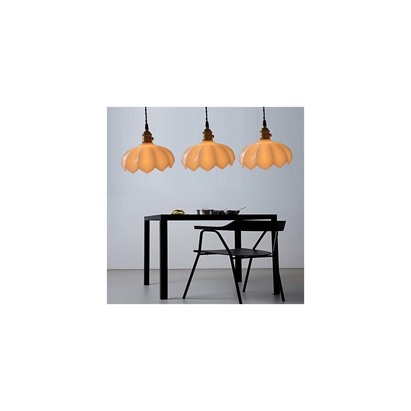 Lampada a sospensione retrò in vetro bianco, E26/E27, catena regolabile 100 cm