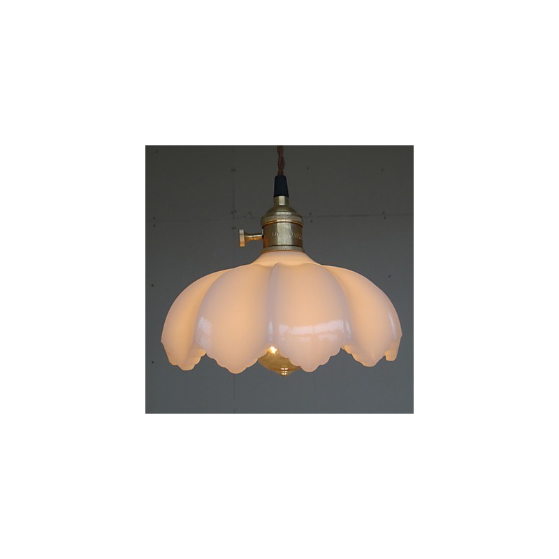 Lampada a sospensione retrò in vetro bianco, E26/E27, catena regolabile 100 cm