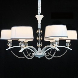 Lampadario contemporaneo in cristallo e tessuto cromato, 1 livello, 81 cm