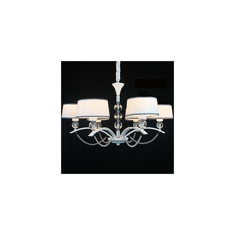 Lampadario contemporaneo in cristallo e tessuto cromato, 1 livello, 81 cm