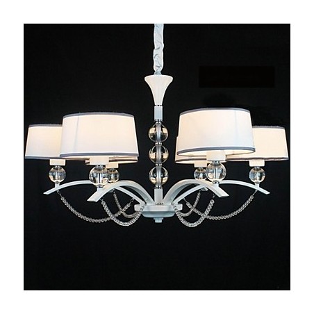 Lampadario contemporaneo in cristallo e tessuto cromato, 1 livello, 81 cm