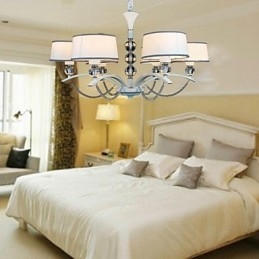 Lampadario contemporaneo in cristallo e tessuto cromato, 1 livello, 81 cm