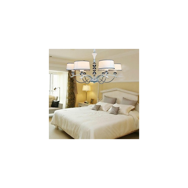 Lampadario contemporaneo in cristallo e tessuto cromato, 1 livello, 81 cm