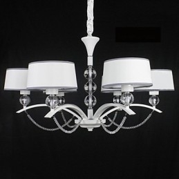 Lampadario contemporaneo in cristallo e tessuto cromato, 1 livello, 81 cm