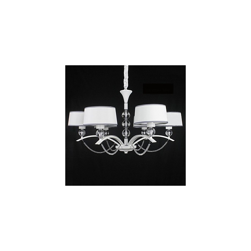 Lampadario contemporaneo in cristallo e tessuto cromato, 1 livello, 81 cm